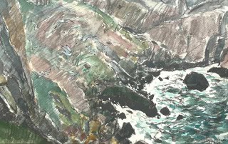 Kittiwakes & Rocky Bay, St Abbs John Busby RSA RSW SWLA (1928-2015)