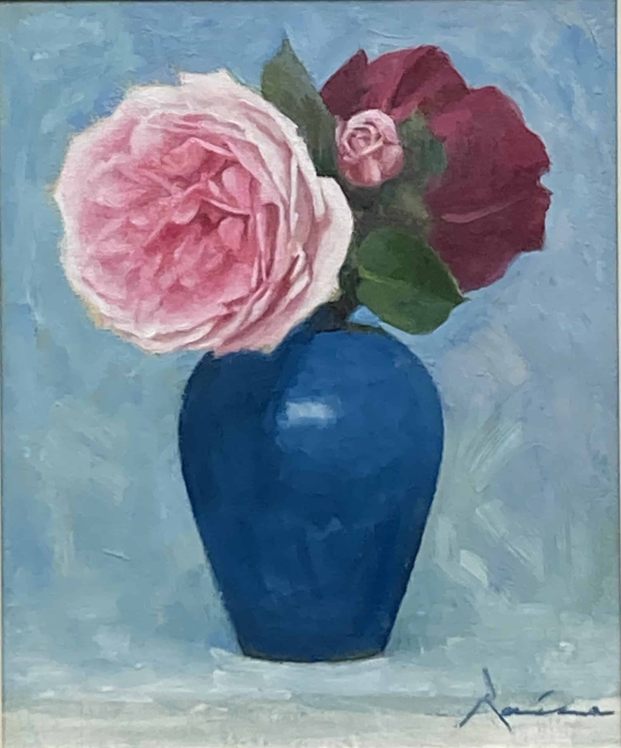 Roses in a Blue Vase John Paul Raine