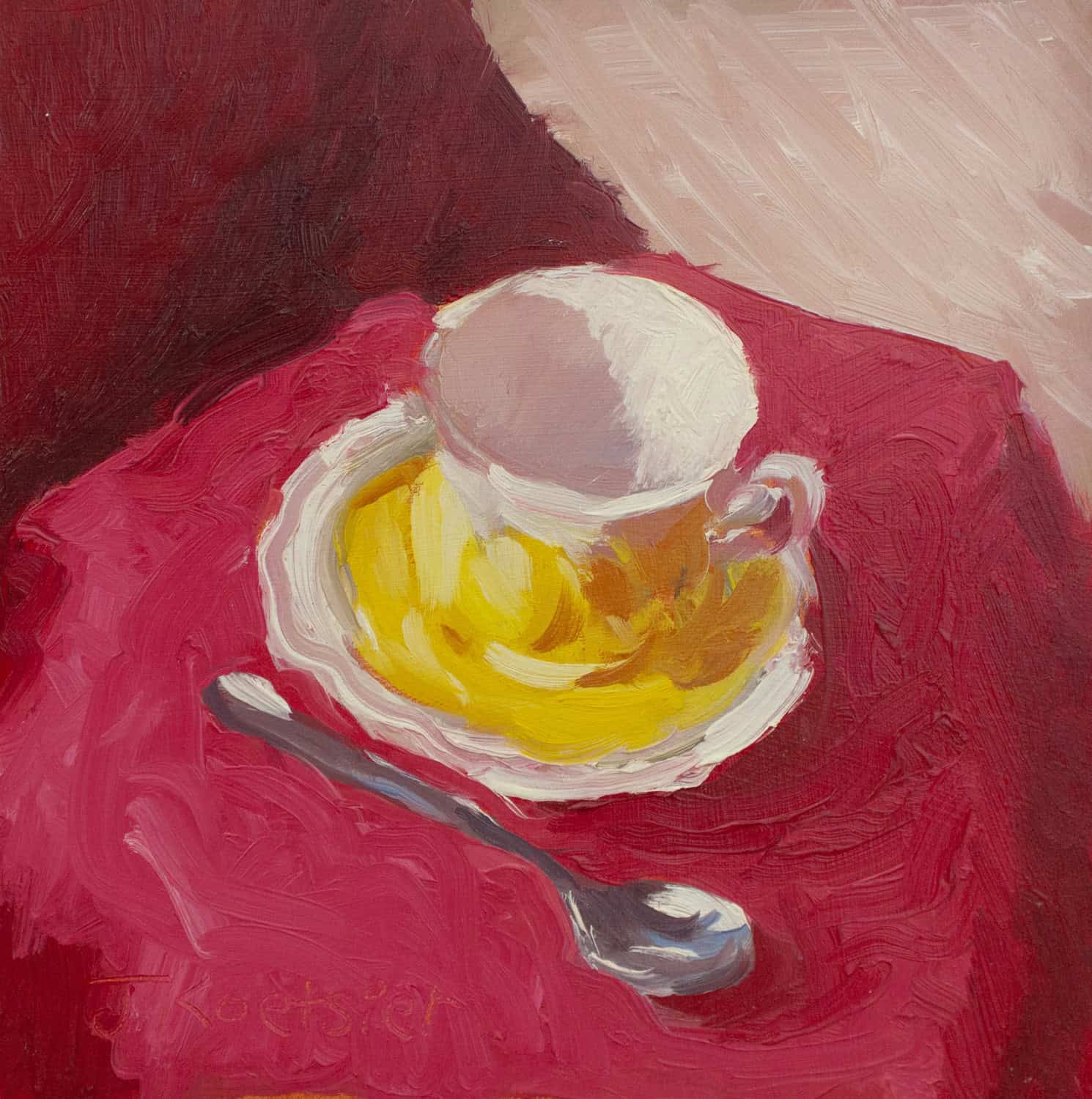 Yellow Teacup on Pink Jonathan Koetsier